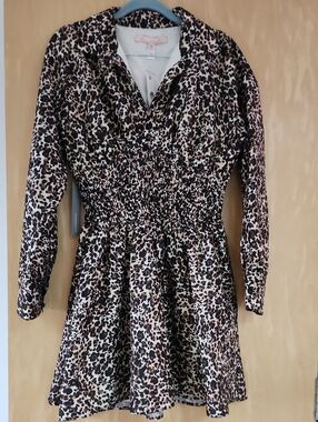 Hutch Leopard Print Mini Dress in Beige and Black Fits Small
